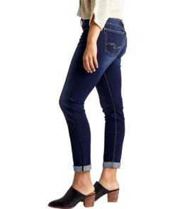 View 3 of 4 Silver Jeans Co. Boyfriend Mid Rise Slim Leg Jeans in Deep Dark Indigo Wash