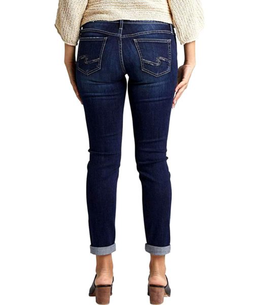 View 4 of 4 Silver Jeans Co. Boyfriend Mid Rise Slim Leg Jeans in Deep Dark Indigo Wash