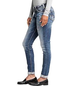 View 3 of 4 Silver Jeans Co. womens Girlfriend Jeans in Medium Marble Wash