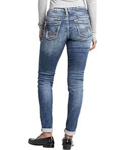 View 4 of 4 Silver Jeans Co. womens Girlfriend Jeans in Medium Marble Wash