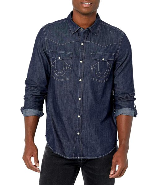 View 1 of 2 True Religion Dark Wash Western Shirt in Indigo