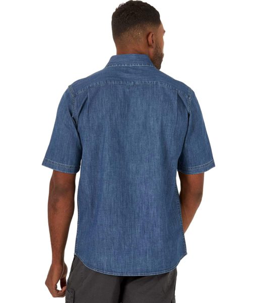 View 2 of 3 Wrangler Authentics Weather Anything Short Sleeve Woven Shirt in Mid Wash