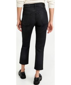 View 3 of 6 rag & bone Women's Maya High Rise Ankle Slim Jeans in Worn Black