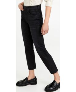 View 4 of 6 rag & bone Women's Maya High Rise Ankle Slim Jeans in Worn Black