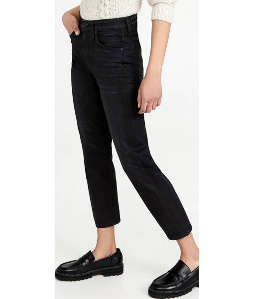 View 4 of 6 rag & bone Women's Maya High Rise Ankle Slim Jeans in Worn Black