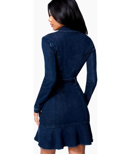 View 4 of 5 Bebe Moto Style Belted Denim Dress