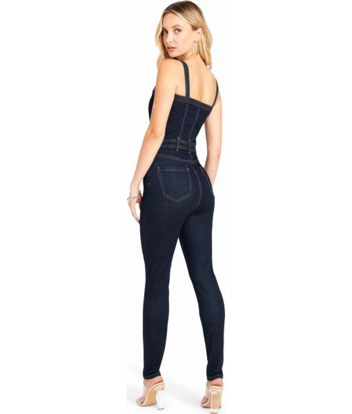 View 3 of 4 Bebe Sweetheart Denim Jumpsuit in Blue