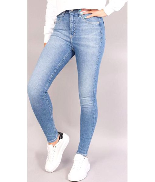 View 1 of 2 Calvin Klein High Rise Super Skinny Ankle Jean in Denim Light Blue