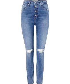 View 1 of 3 Calvin Klein High Rise Super Skinny Ankle Jean in Blue