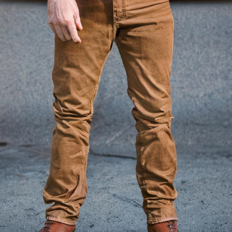 male wearing brown denim